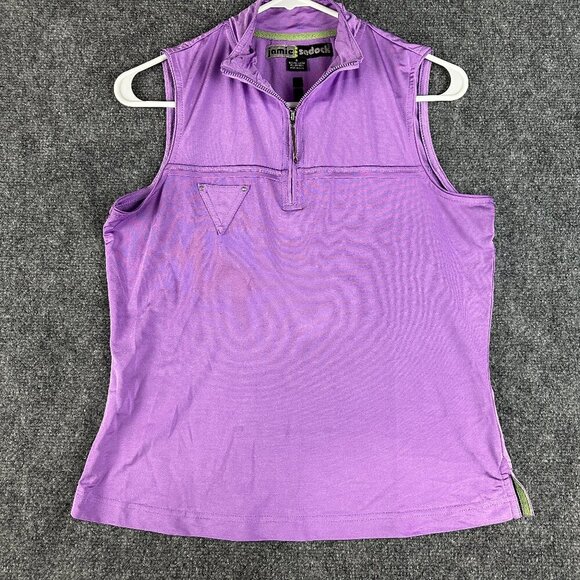 Jamie Sadock Shirt Womens Small Purple Knit Sleeveless Zip Neck Golf  Top Pullov - Picture 1 of 8